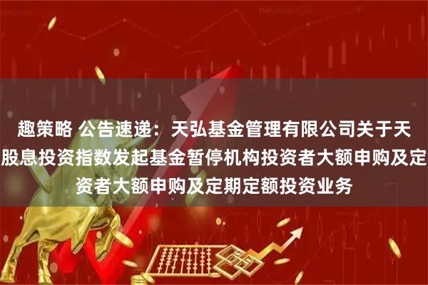 趣策略 公告速递：天弘基金管理有限公司关于天弘中证港股通高股息投资指数发起基金暂停机构投资者大额申购及定期定额投资业务