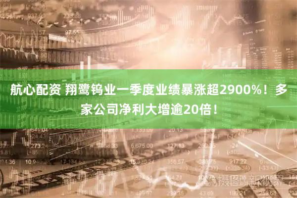 航心配资 翔鹭钨业一季度业绩暴涨超2900%！多家公司净利大增逾20倍！